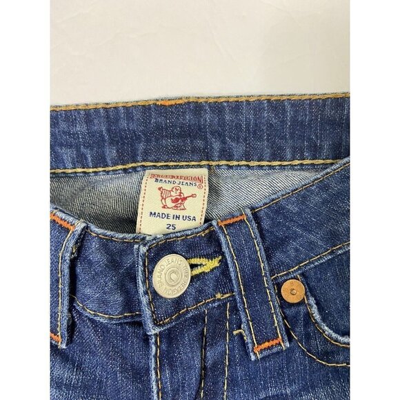 True Religion Billy Womens 25x34 Blue Denim Jeans Slim Straight - Picture 4 of 9